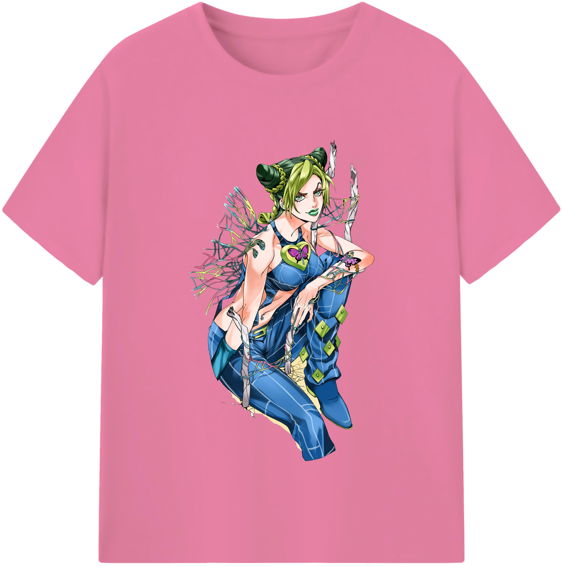 （画像用） "ジョジョの奇妙な冒険 くうじょう ジョリーン JoJo's Bizarre Adventure Jolyne Cujoh " 綿100％半袖Tシャツ（フロントプリント）
